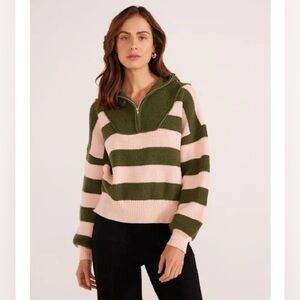 MINKPINK ⚜️ Women's Darcy 1/4 Zip Knit Sweater